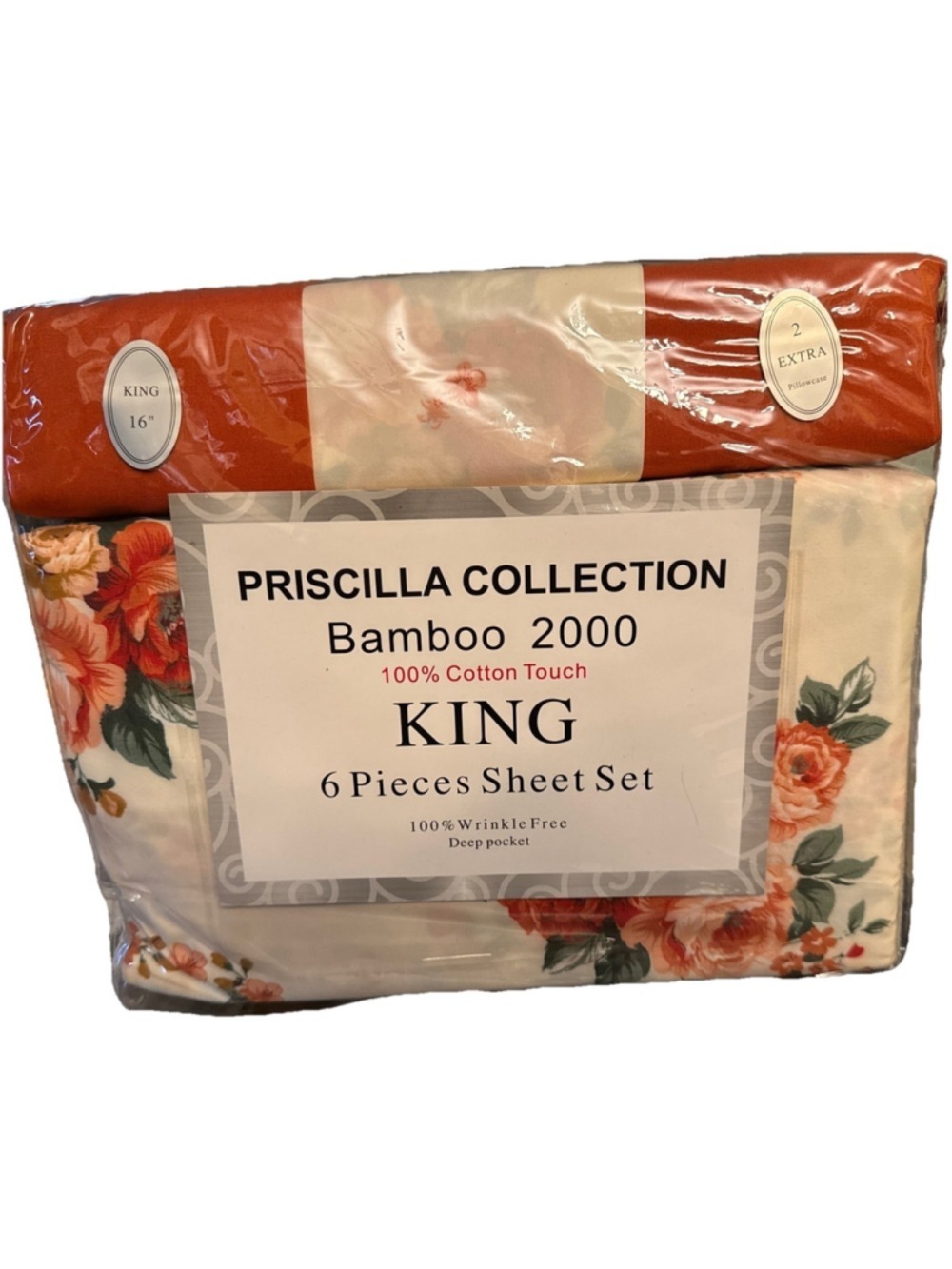 Priscilla Bamboo 2000 Thread CT Super Soft 6 Pieces Sheet Set-King